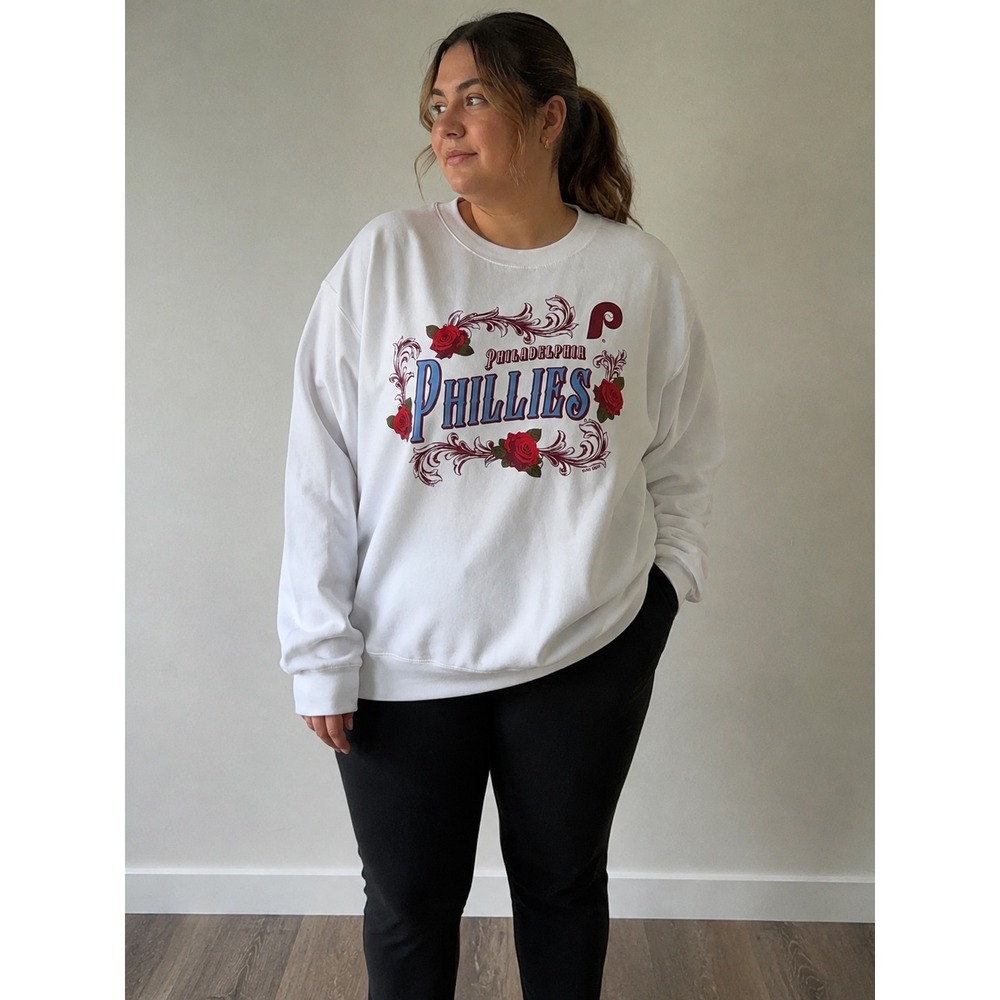 G-III 4Her Philadelphia Phillies Floral Rose White Sweatshirt 2XL LS14004